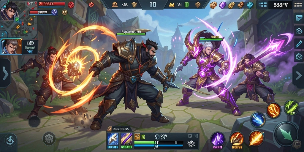 Tampilan aksi seru dalam pertarungan MOBA di 888FW.