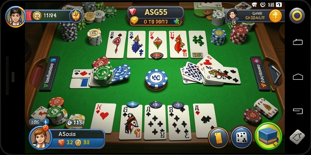 Tampilan gameplay seru ASG55 dengan kartu Gaple yang menarik.