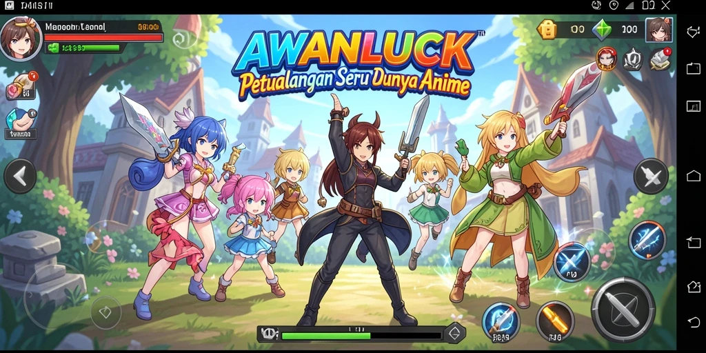 Screenshot AWANLUCK menampilkan karakter anime dalam aksi pertarungan.