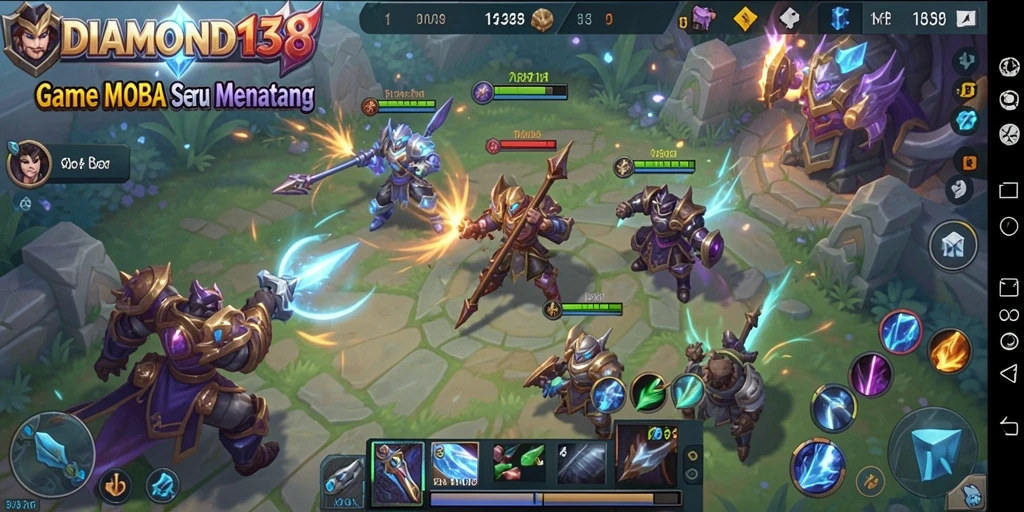 Screenshot gameplay DIAMOND138 yang penuh aksi di arena MOBA.