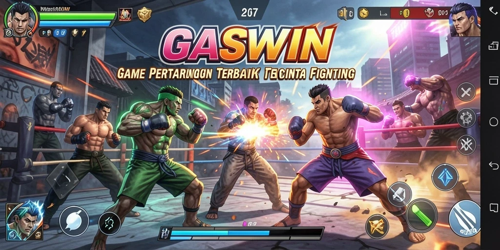 Gameplay intens di arena Fighting yang menegangkan.