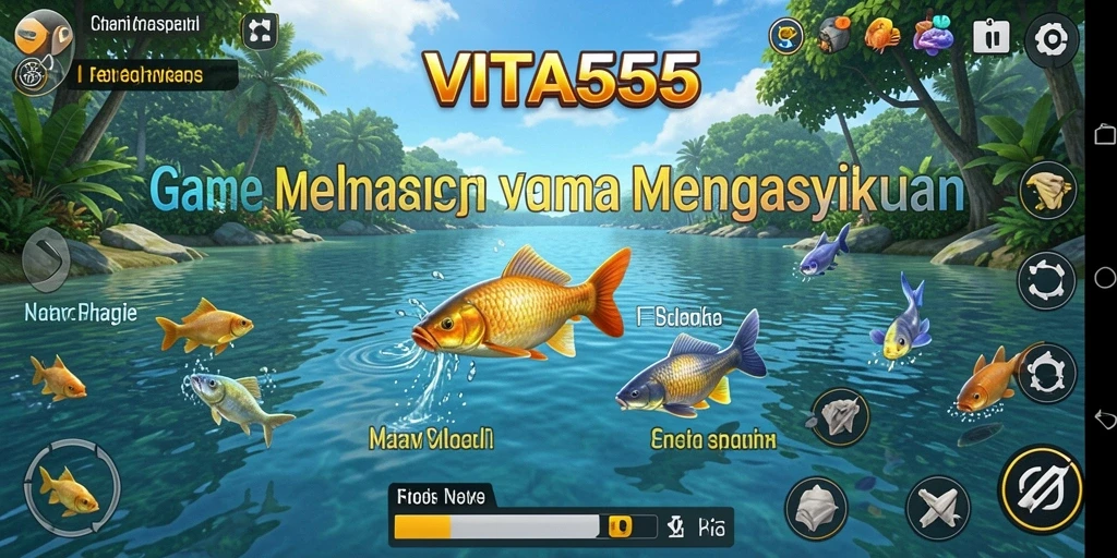 Tampilan gameplay VITA555 dengan berbagai aksi memancing yang seru.